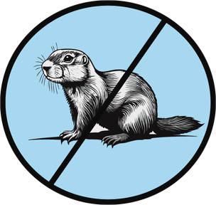 The Rodent Ranger logo: a prairie dog inside a no sign