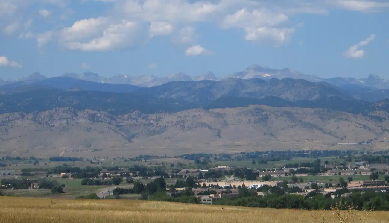 The Front Range seen across the fields from Niwot, CO