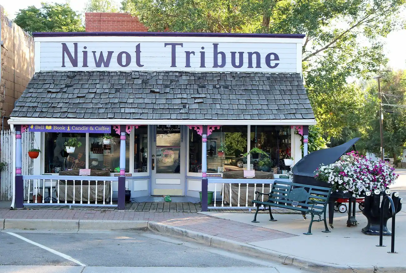 The old Niwot Tribune building on 2nd Avenue in Old Town Niwot